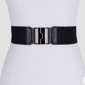 Ava & Viv Black Stretch Belt with Silver Buckle